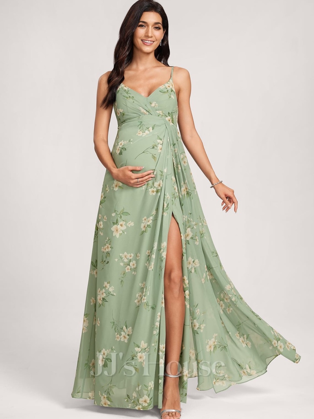 JJ’s House Sage Green Floral Maternity Dress